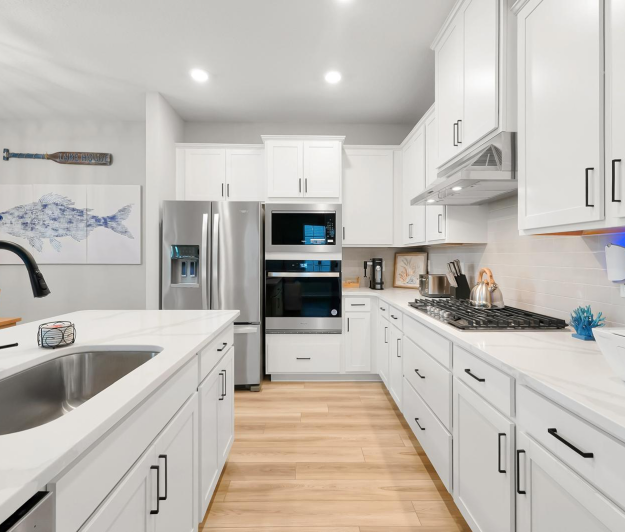 Renovated interior space with updated finishes